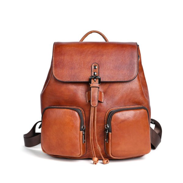 Large Capacity Neutral Backpack Cowhide Retro Color Rubbing Bag - Image 6