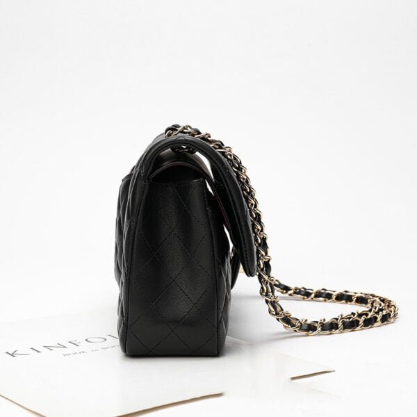 Women's Leather Black Diamond Chain Bag - Image 5