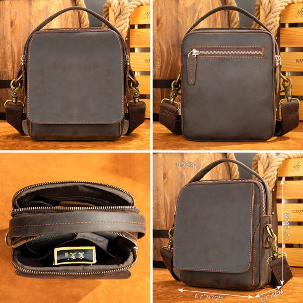 Hot Selling Crazy Horse Leather Small Handbag For Men - Image 4