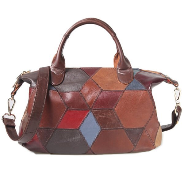 Contrasting Top Layer Cowhide One-shoulder Handbag - Image 2