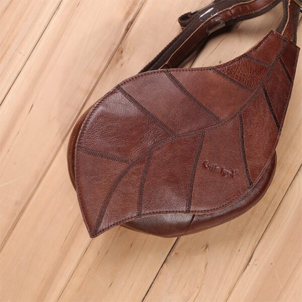 Leather bag leather women's leisure straddle leaf chest bag - Image 3