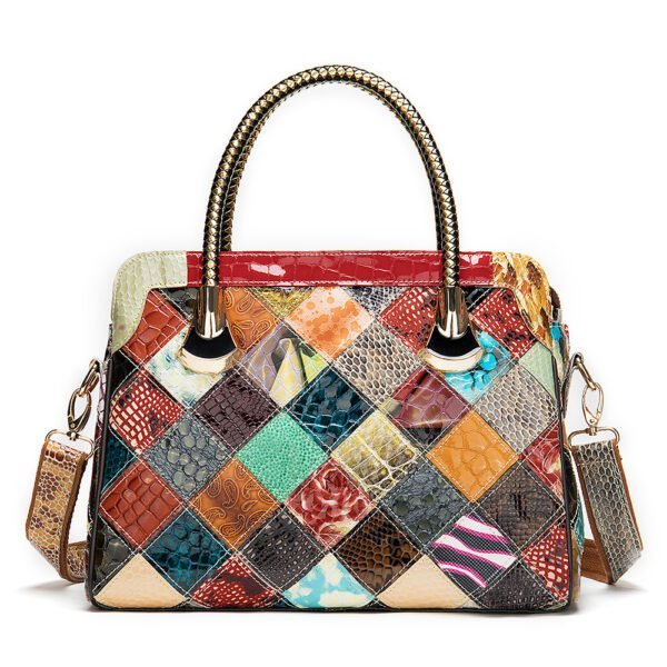 A Vintage Vintage Top Leather Patchwork Handbag - Image 3