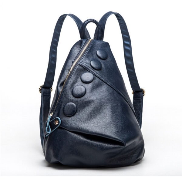 Women's Backpack Genuine Leather Litchi Textured Backpack Fashion Preppy Style Backpack Chool Bags for Teenage Girls 02A - Image 3