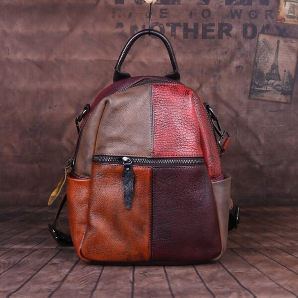 Top Layer Cowhide Backpack Hit Color