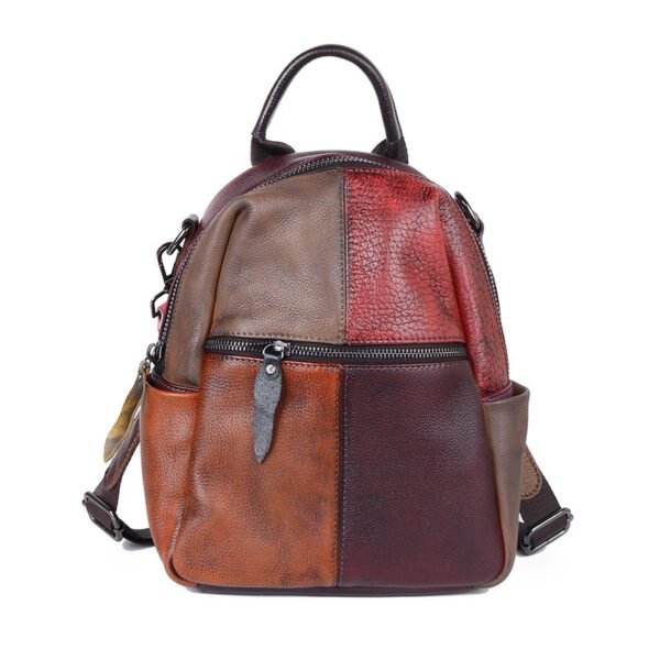 Top Layer Cowhide Backpack Hit Color - Image 2