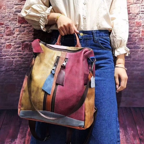 Women Backpack Cowhide Leather Backpacks Casual - Image 4