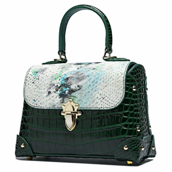 Cowhide Fashion Crocodile-striped Tote Bag - Image 5