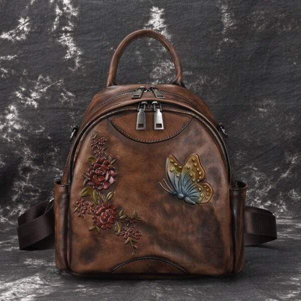 Vintage first layer cowhide backpack - Image 4