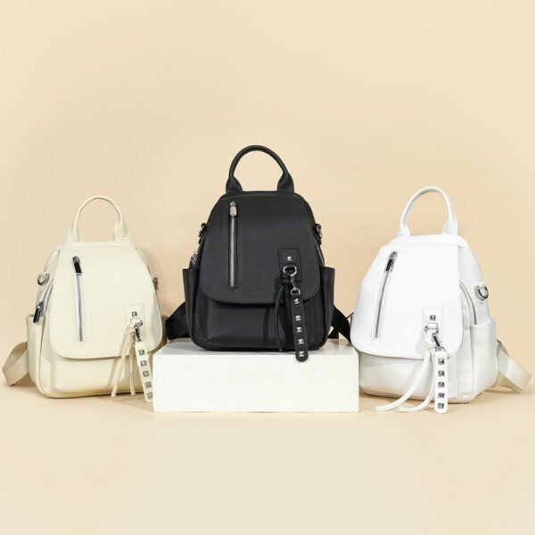 Women's Casual Simple Leather Backpack - Image 2