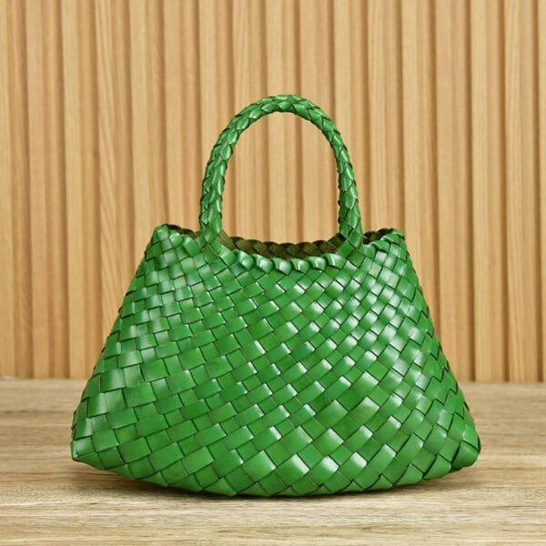 Braided Baotou Layer Cowhide Pure Handmade Basket Bag - Image 7