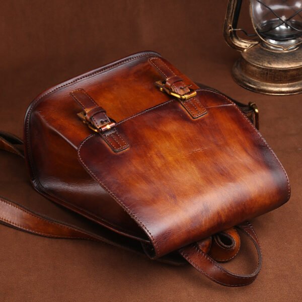 Cowhide leather hand-painted backpack - Image 5