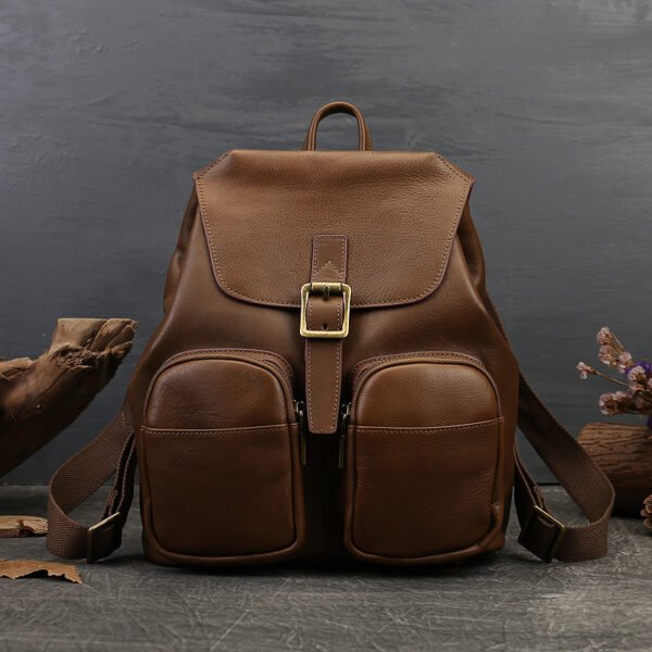 New Genuine Leather Retro Large Capacity Women's Backpack - Image 3