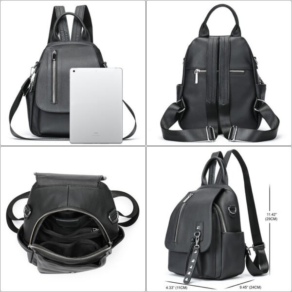 Women's Casual Simple Leather Backpack - Image 8