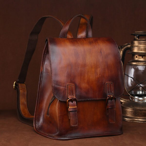 Cowhide leather hand-painted backpack - Image 6