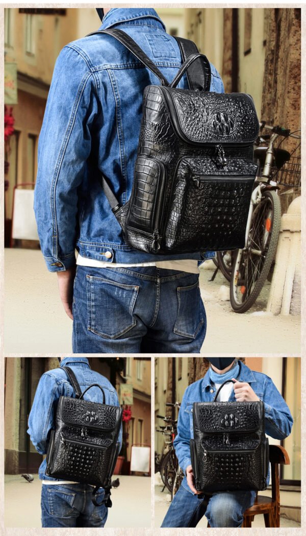 Pattern Backpack Top Layer Cowhide - Image 5