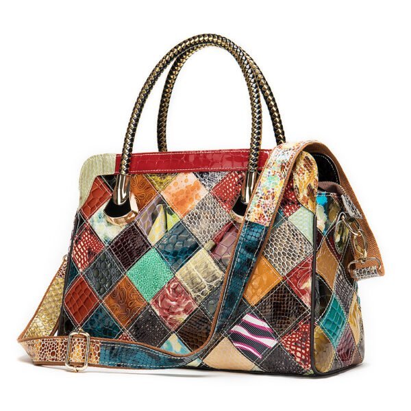 A Vintage Vintage Top Leather Patchwork Handbag - Image 2