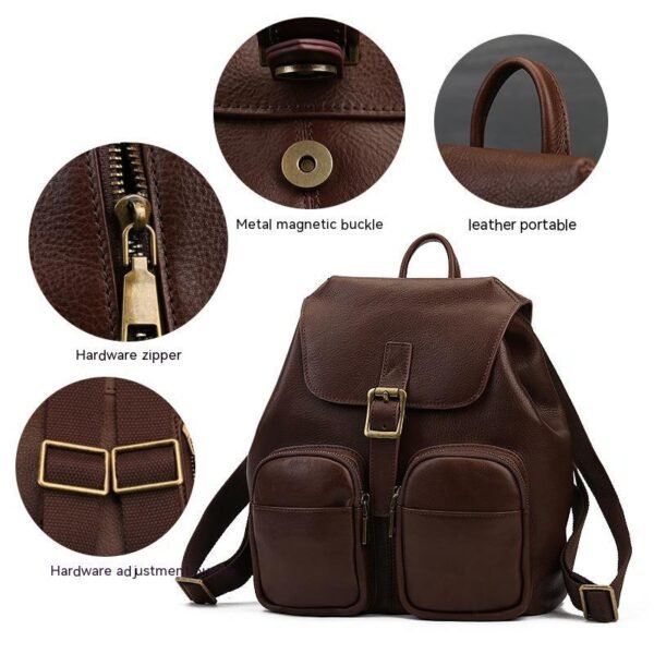 New Genuine Leather Retro Large Capacity Women's Backpack - Image 5