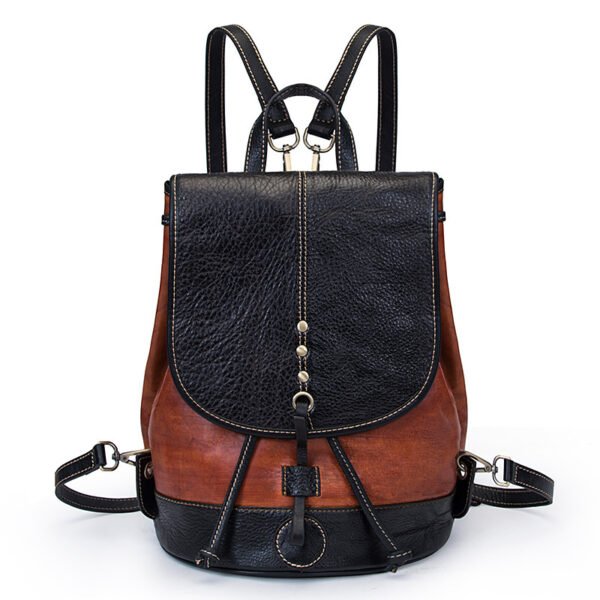 Vintage College Cowhide Large Capacity Backpack - Image 3