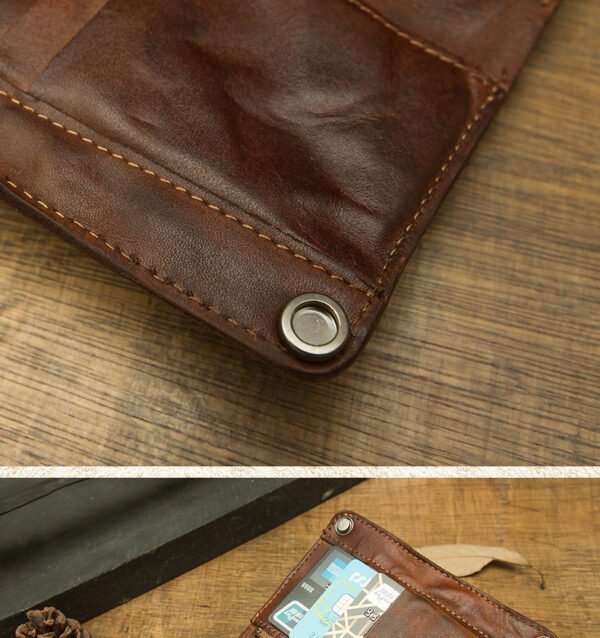 Handmade Cowhide Full Leather Large Capacity Wallet - Image 5