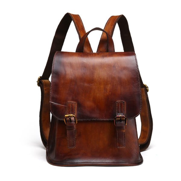 Cowhide leather hand-painted backpack - Image 7