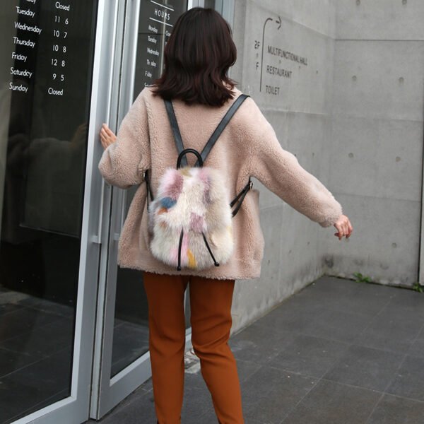 Trendy Casual Fur Handbags Fox Fur Real Hair Backpack - Image 3