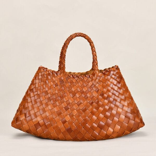 Braided Baotou Layer Cowhide Pure Handmade Basket Bag - Image 2