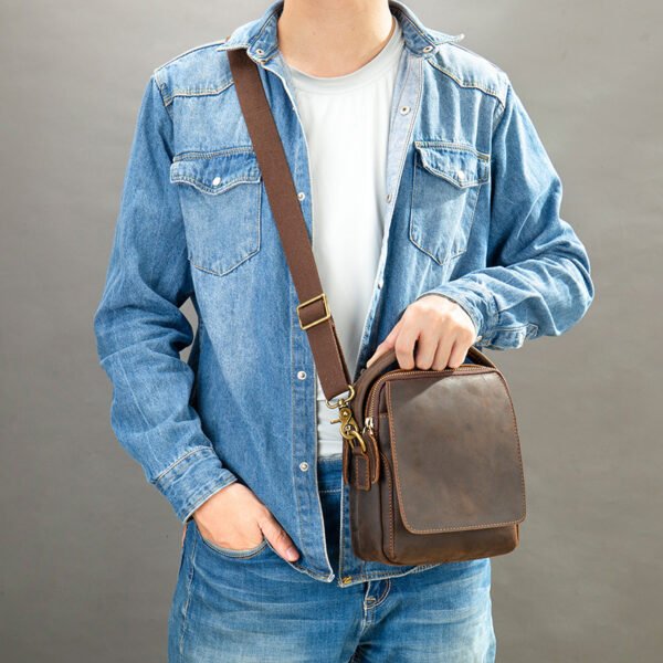 Hot Selling Crazy Horse Leather Small Handbag For Men - Image 2