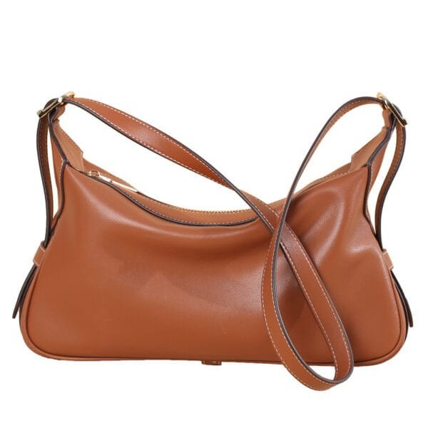 Casual Soft Leather Underarm Portable Crossbody Shoulder Bag - Image 4