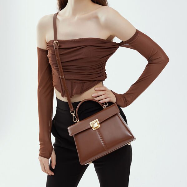 Women's Leather Vachette Clasp Portable Shoulder Bag - Image 4