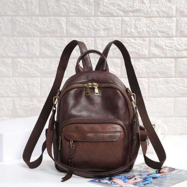 Retro Soft Leather Fashion Backpack - Image 4