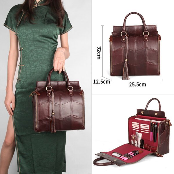 Women's Large Capacity Genuine Leather Multifunctional Portable Shoulder Bag - Image 2