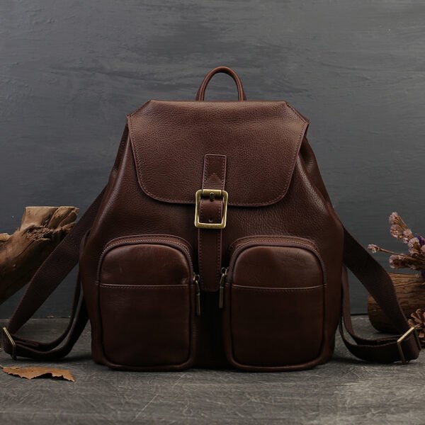 New Genuine Leather Retro Large Capacity Women's Backpack - Image 4