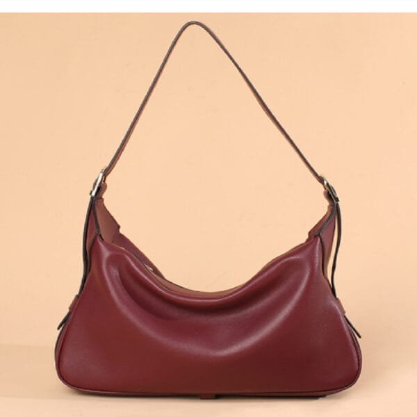 Casual Soft Leather Underarm Portable Crossbody Shoulder Bag - Image 7