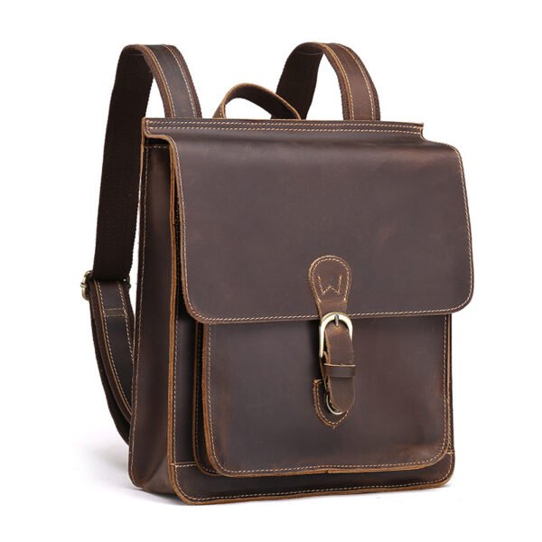 New Crazy Horse Leather Men's Backpack With Genuine Leather Retro - Image 4