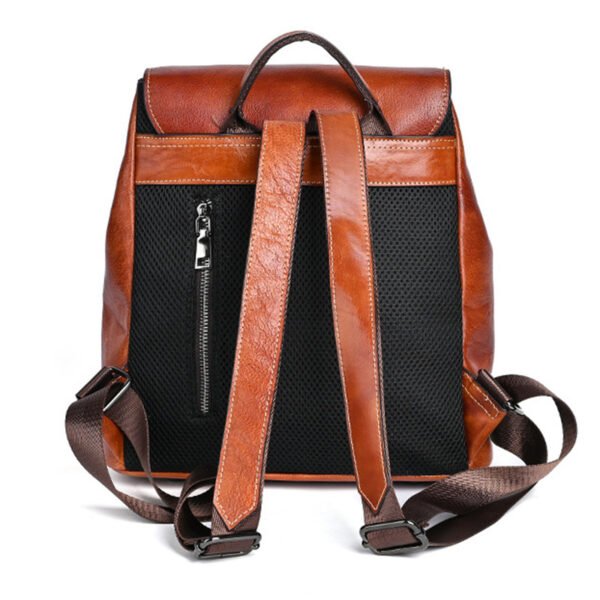 Large Capacity Neutral Backpack Cowhide Retro Color Rubbing Bag - Image 9