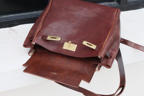 Top Layer Tree Cream Leather Double Shoulder Women's Fashion Bag - Image 6