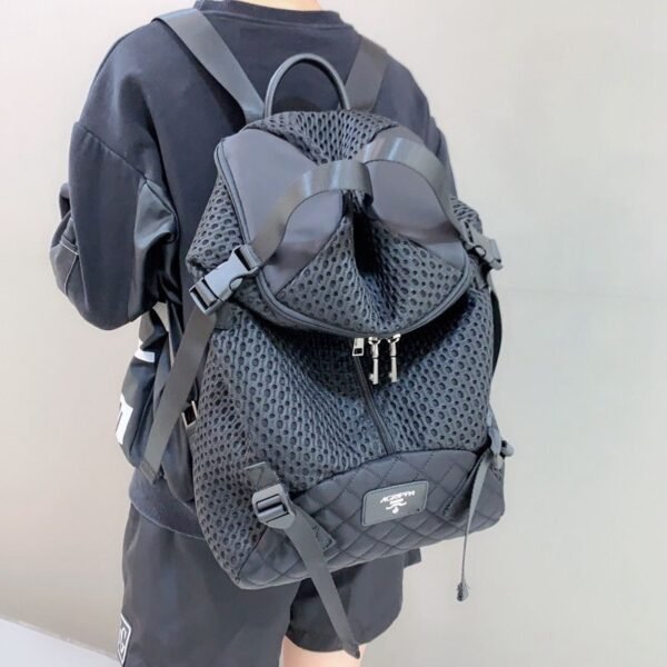 Mesh Double Pull Head Personalized Fashion Backpack - Image 2