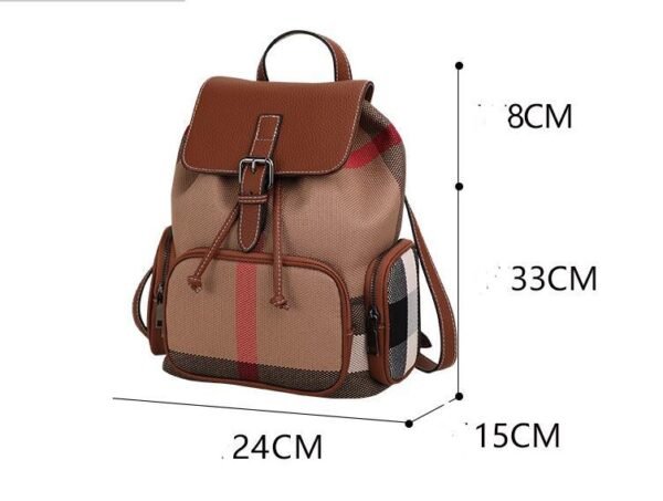 Women's Classic Plaid Leather Backpack - Image 6