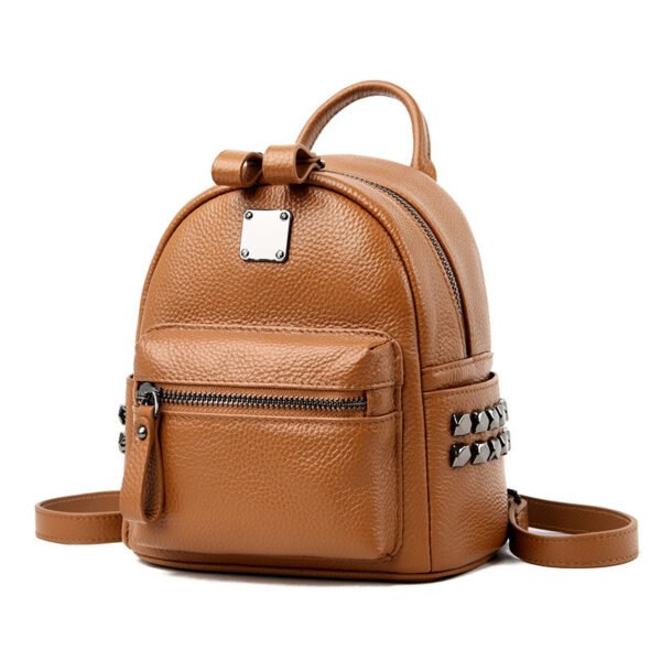 Korean Style Casual Leather Stereotyped Student Backpack - Image 3