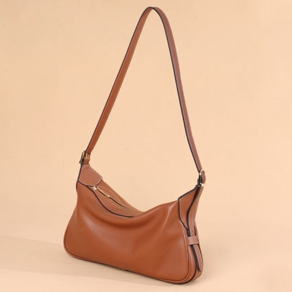 Casual Soft Leather Underarm Portable Crossbody Shoulder Bag - Image 3