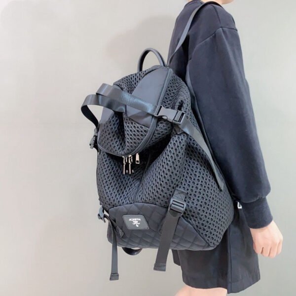 Mesh Double Pull Head Personalized Fashion Backpack - Image 3