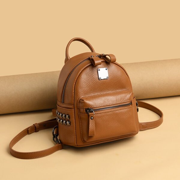 Korean Style Casual Leather Stereotyped Student Backpack - Image 2