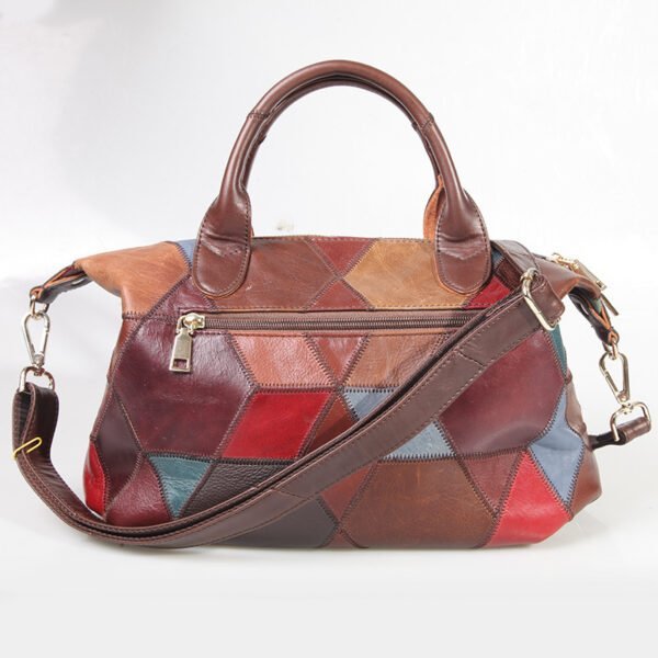 Contrasting Top Layer Cowhide One-shoulder Handbag - Image 4