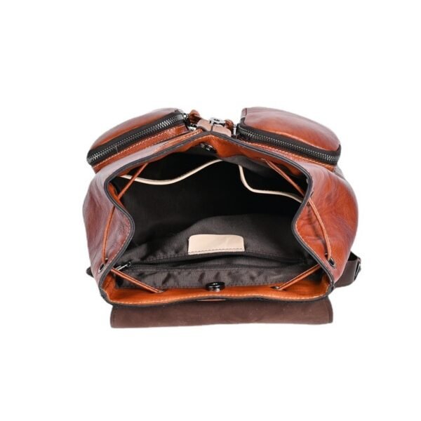 Large Capacity Neutral Backpack Cowhide Retro Color Rubbing Bag - Image 8