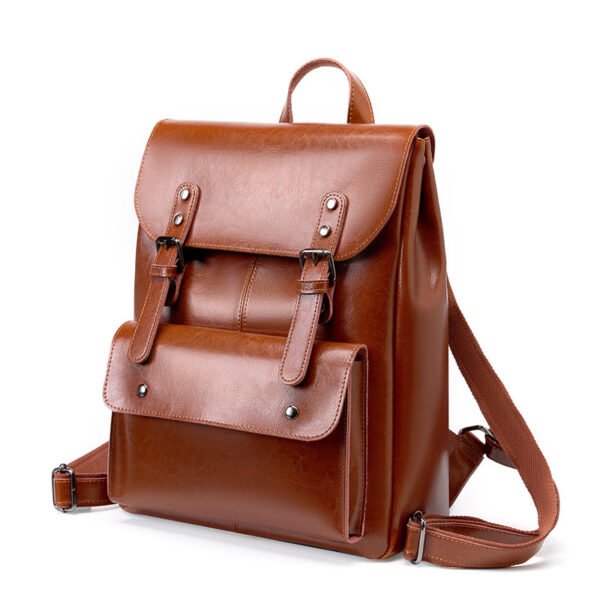 Leather Backpack Women's Wear-resistant Retro - Image 5