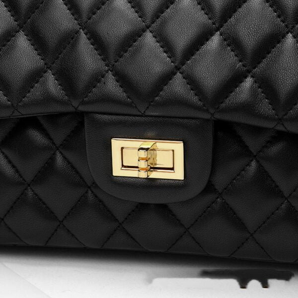 Women's Leather Black Diamond Chain Bag - Image 3