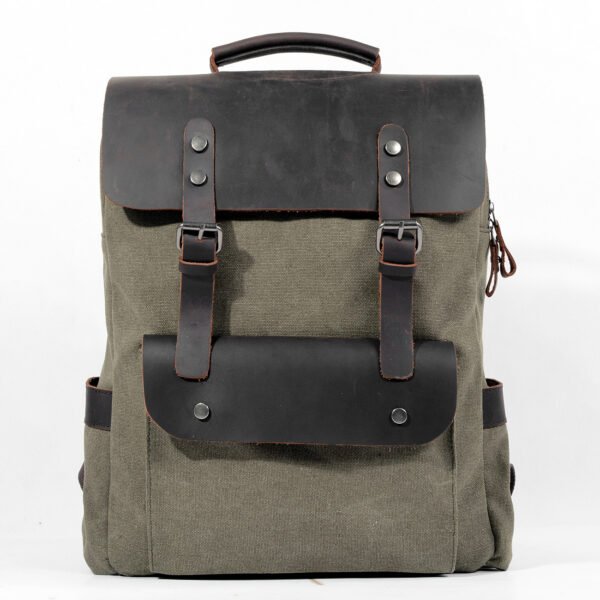 Unisex College Vintage Canvas Backpack - Image 7