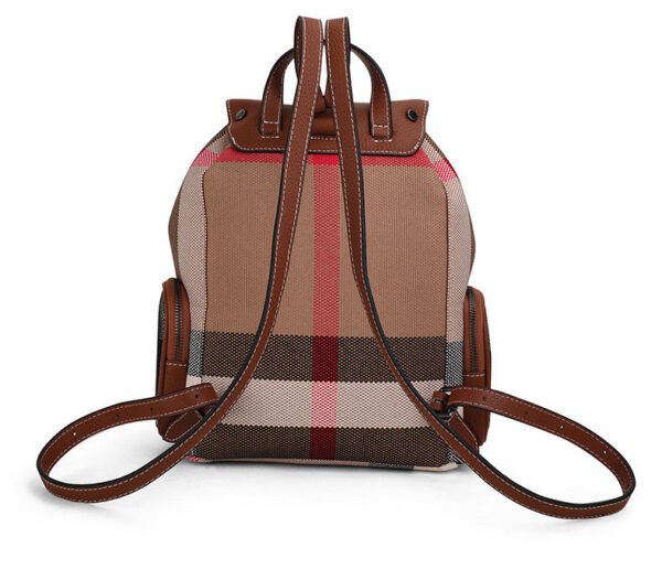 Women's Classic Plaid Leather Backpack - Image 4