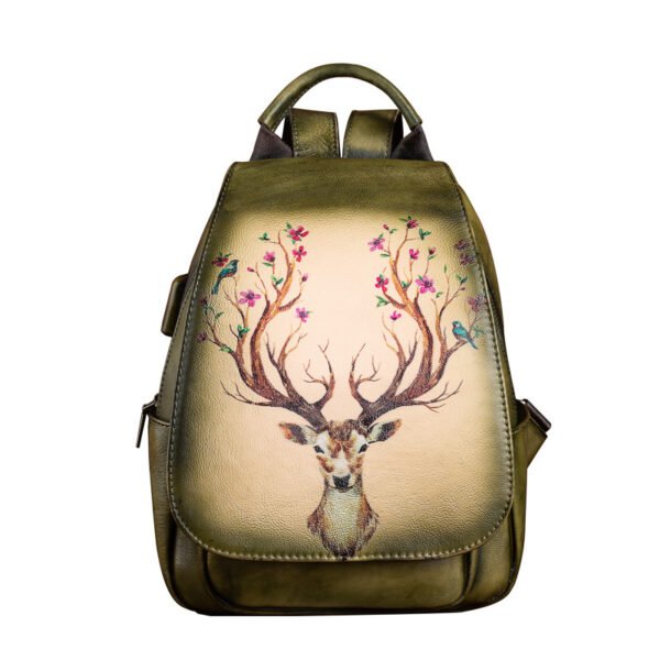 Original Design Printed Genuine Leather Backpack - Image 3