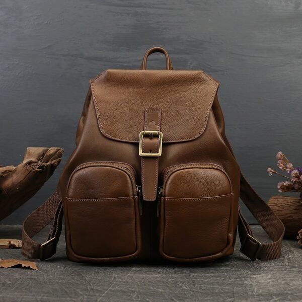 New Genuine Leather Retro Large Capacity Women's Backpack - Image 10